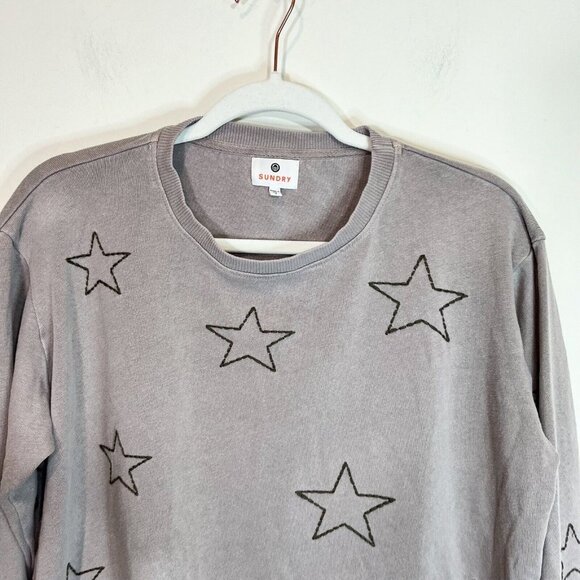 Sundry Sweatshirt 1 Small Womens Mauve Embroidered Stars Pullover Size Small - Picture 5 of 9